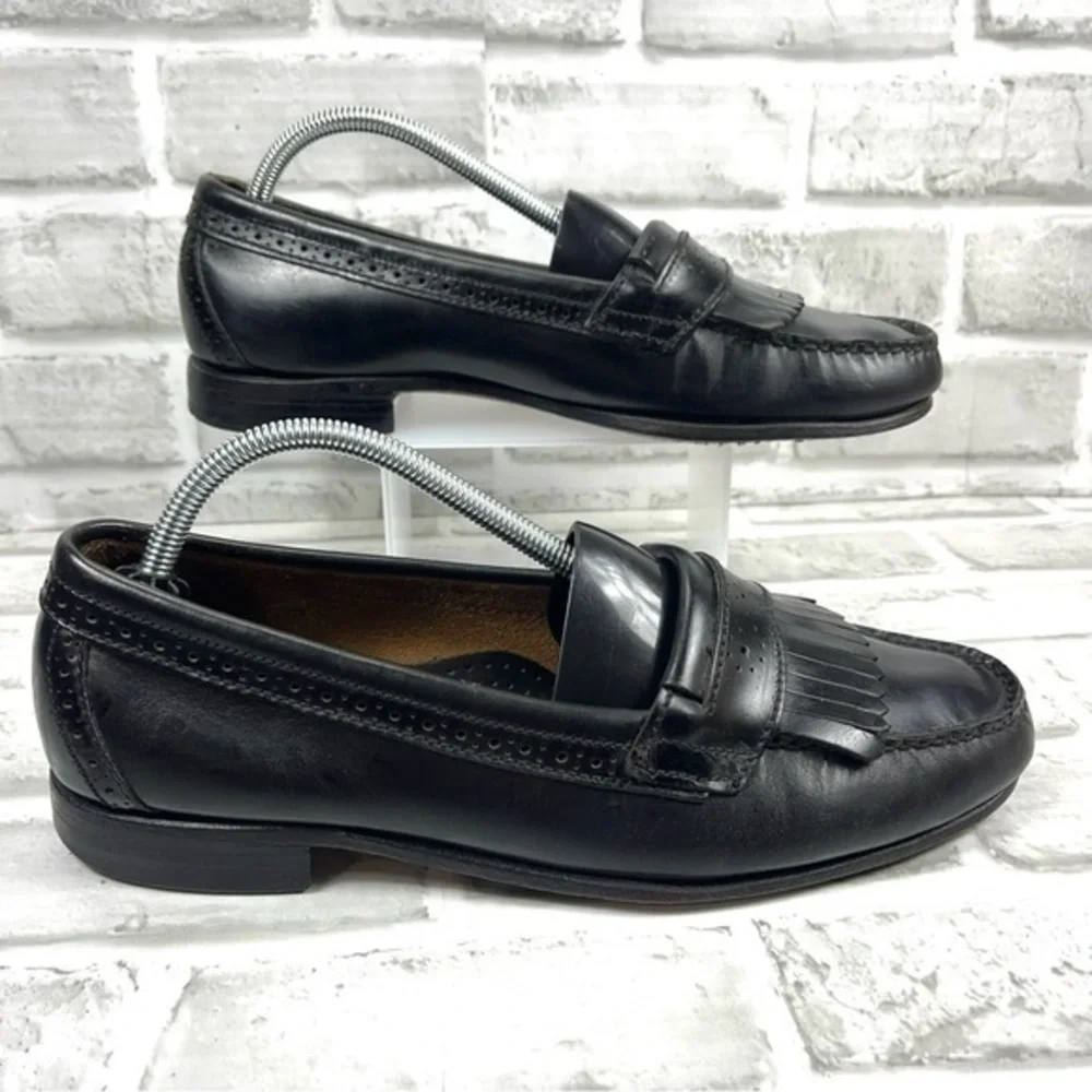 Hanover Hand Sewn Men’s Size 9.5 Black Leather Kiltie Loafers